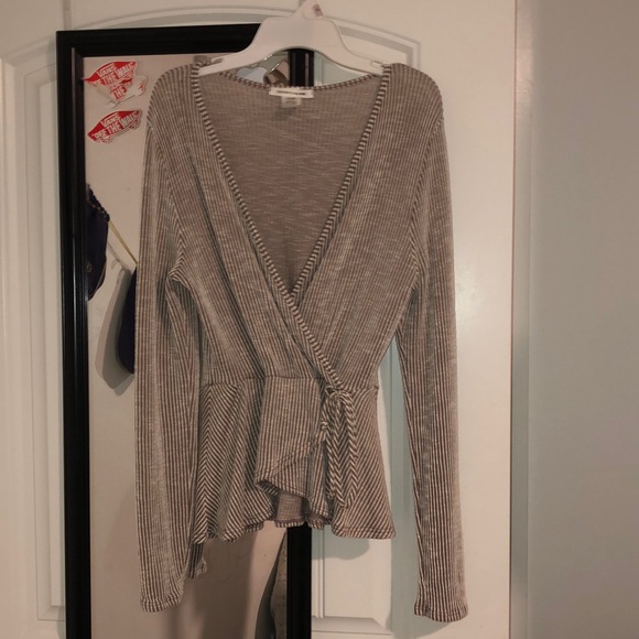 Caution To The Wind Tops - V neck blouse tan